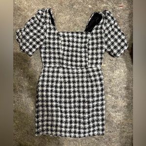MYSTERIOUS NIGHT PUFF SLEEVE BLACK TWEED DRESS - NWT Pink Lily